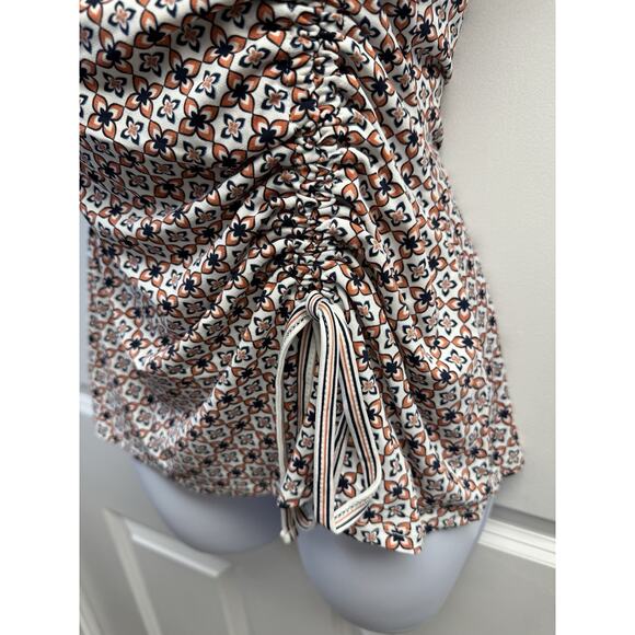 Max Studio Top Womens X-Small White Blouse Shirt Ruched Wrap Knit Career New - Picture 6 of 13